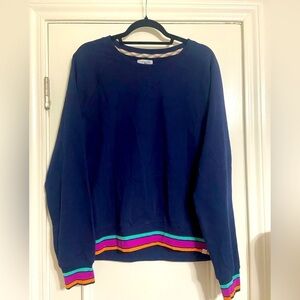 Ocean & Coast nautical women's large crew neck sweatshirt with colorful trim EUC